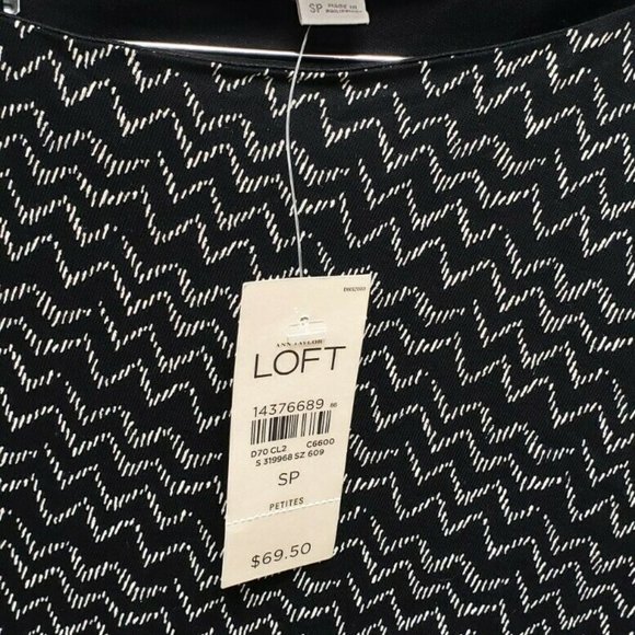 Ann Taylor LOFT Black Printed Dress Size Petite SM - Picture 4 of 6